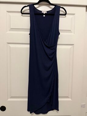 Leith Navy Draped Midi Dress